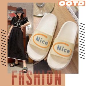 QKKshop ถูกสุด🔥 รองเท้าแตะพื้นหนานิ่ม รองเท้าแบบสวมขายดีสุด งาน EVA น้ำหนักเบาเหมือนขนนก ลาย Nice สวยมาก วัยรุ่นห้ามพลาดนะบอกเลย💯