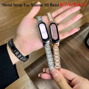 Metal Strap For Xiaomi Mi Band 9 8 7 6 5 4 3 Wristband Luxury Glitter Full Diamond Stainless Steel Bracelet Watch Bands Supplies