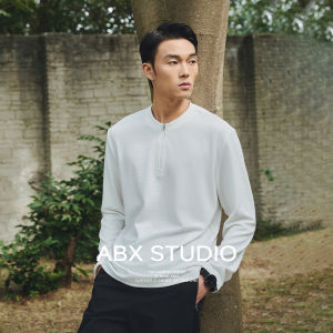 Loose Fit Long Sleeve round Neck T-Shirt Breathable Comfortable Fabric Spring Casual Black Male Fashion Polyester Blend