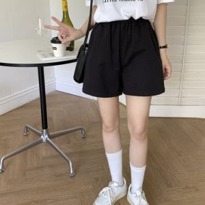 กางเกงขาสั้นทรงหลวมเอวยางยืดสไตล์ญี่ปุ่นสำหรับฤดูร้อนปี 2023 กางเกงขายาวทรงหลวมสบาย ๆ สำหรับผู้หญิง