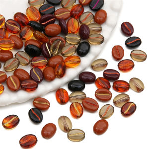 30Pcs 11mm Hand Paint Acrylic Coffee Bean Beads for Necklace Bracelet Earring DIY Jewelry Making Beads
