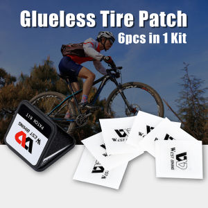 WEST BIKING Glueless Tire Patch Kit Portable Bike Inner Tube Repair Set with Sandpaper Storage Box Cycling Emergency Repair Tool