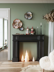 French Vintage Black Solid Wood Mantelpiece Wedding Decoration Rack Cottage Style Small Wall Fireplace Shelf Artistic Design