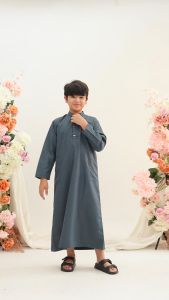 Jubah Anak Laki Laki Embos Kancing Import 1-8 Tahun Nazran Series Assuffah
