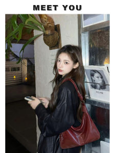 Red Underarm Tote Bag Womens New 2025 Luxury Commuter Crossbody Wedding Bag Casual Simple Style Double Strap Handbag