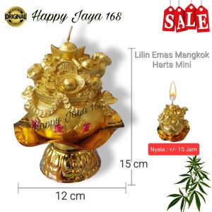 Lilin Sembahyang Warna Emas Gold Mangkok Harta Mini Nyala 15 Jam