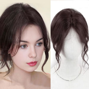 Synthetic Topper with Bangs S Curly 3D French banks Womens Hairpiece Clip In Extension For Hair Volume Non-Remy Machine