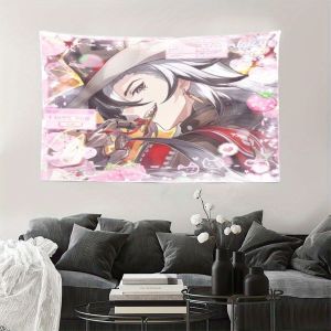 VIKAMA Pink Sweet Strawberry Cartoon Boteo Star Dome Railway anime Tapestry Wall Art for Bedroom Living Room Decoration Game