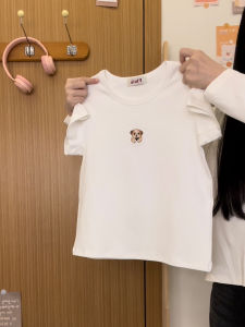 Áo Thun Nữ Tay Ngắn Thêu Hình Chú Chó Creams Universe Không Hở Eo Phong Cách Nhật Bản Giảm Tuổi Tác Tay Ngắn Ngắn