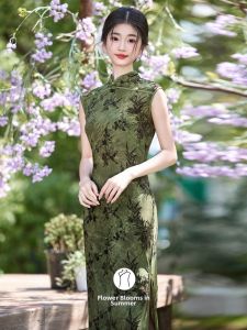 Aesthetic Waist-Cinched New Chinese Style Youthful Green Dress