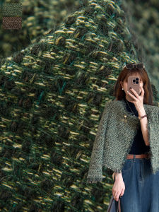 Vải Len Dày Màu Xanh Lá Cây Cổ Điển Cao Cấp DIY Áo Khoác Váy Mùa Xuân Thu Phong Cách Nước Hoa Nhỏ Vải Len Dày