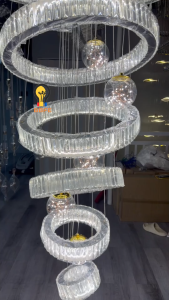 2026 New Modern home decoration crystal chandelier stair Pendant lamp living room Pendant lights
