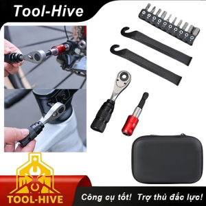 Bộ dụng cụ sửa xe đa năng cờ lê có bánh răng que tháo lốp bơm khí mini phụ kiện xe đạp tiện mang