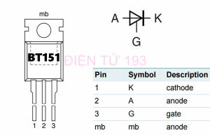 TÚI 2 CÁI BT151 SCR THYRISTOR HÀNG MỚI 100%
