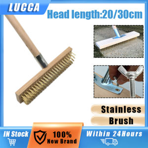 Stainless Steel Floor Brush Long Handle - 20/30cm for Cleaning Cement, Moss, and Handy Tools - Durable and Replacement Head with Wood Handle - Ready Stock and Quality Guaranteed