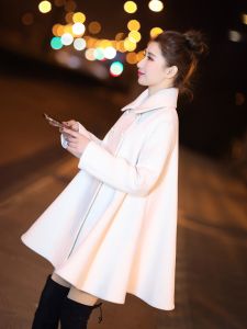 Womens Coat Jacket Autumn Winter New Style Small Size Midi A-Line Skirt Red Wedding Woolen Coat Korean Style Long Sleeve