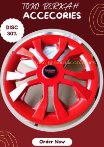 Tutup Dop Velg Mobil CARRY Ring 14 - Dop Velg Kaleng Mobil Ring 14 - Dop Velg Mobil Ring 14 - 1 SET DOP RODA SUDAH TERMASUK KAWAT DOP RODA - DOP MODEL LX WARNA MERAH - WHEEL COVER MERAH - DOP MERAH