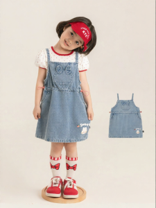 YOEHYAUL | Đầm Jeans Mùa Hè Thiết Kế Thỏ Dễ Thương Cho Bé Gái