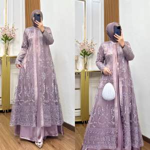 Nadira Dress Busui Bahan Organza Bordir Dengan Detai Payet Mote Gamis Pesta Baju Kondangan Mewah Tersedia Ukuran Jumbo