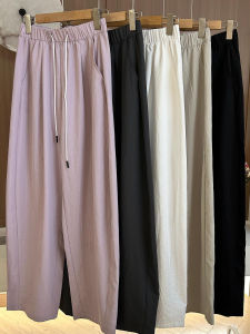 Laid-back Style Thin High Waist Wide Leg Pants Womens Loose Straight Cut Casual Trousers Autumn Season Fashion Trend