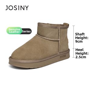 Josiny | Genuine Leather Insulated Thicker Snow Boots Faux Fur Lined Shoes