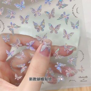 Shell Light Butterfly Nail Art Stickers 3D Relief Rose Butterfly Decorations Long Lasting Quick Drying Comfortable to Wear Shiny