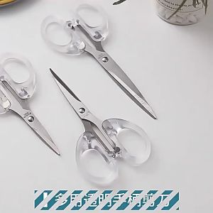 LuckyLife กรรไกรสแตนเลส ด้ามใส ขนาดเล็ก พกพาสะดวก