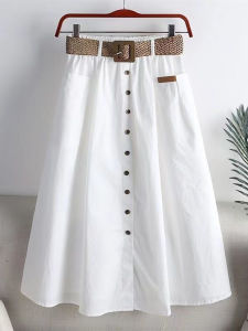 2024 Summer New Arrival High Waist Slim Looking Mid Length Long Length Retro Easy Matching Single-Breasted Big Hem Umbrella Skirt Female Skirt