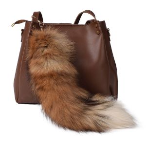 Plush Fox Tail Keychain 40cm Bag Accessory Furry Quiver Pendant Performance Prop Clothing Fur Matchings
