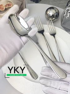 48Pcs Korean Cutlery Spoon Set 304 Stainless Steel Dinnerware Korean Spoon Household Mirror Polished Dinner Spoons High Quality Food Grade Thickened Soup Spoon Kitchen Tableware Accessories