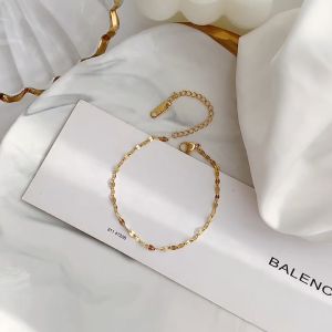 OYJR Stainless Steel Anklet for Women Gelang Kaki Korean 18k Gold Ins Simple Chain Anti Rust Jewellery Accessories