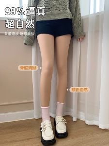 Delicate Womens Fleece-Lined Thin Leggings Black Stockings Fake Nude Effect Spring Autumn Winter Wear Comfortable Bareleg Look
