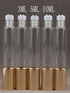 High End Glass Rollerball Bottles Empty 3/5/10ML for Essential Oil Perfume Lipstick Eye Cream Splitter Luxury Steel Ball