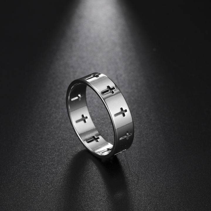 Skyrim Hollow Cross Men's Ring Women Supernatural Jesus Stainless Steel