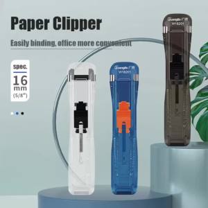 Metal manual push clip stapler clip paper fixing finishing binding file stationery reusable portable office accessories