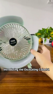 MFLABEL RGB LED Light Lamp Fan G Shape Portable Desktop Fan Summer Cooling Electric Rechargeable USB Fan