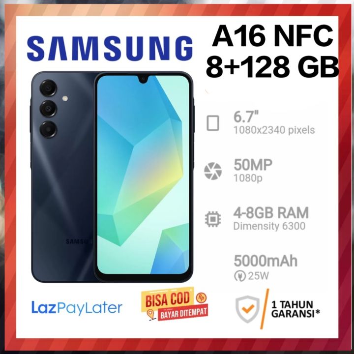 Samsung A16 NFC Ram 8+128 GB layar Amoled garansi resmi samsung 1 tahun ...