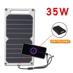 5-35W Solar Panel With USB Waterproof Outdoor Hiking And Camping Portable Battery Mobile Phone Charging Bank Charging Panel 6.8V