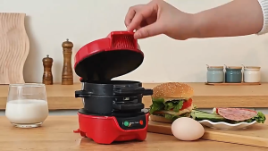 Electric Hamburger Maker Sandwich Maker with Egg Cooker Ring Non-Stick Breakfast Maker Multifunction Muffins Croissants Mini Waffles Sandwich Making Machine