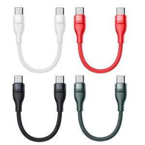 0.25M Short Type C to Type C Cable 66W PD Fast Charging Cord No Pop-Up Nylon Braided Type C for iPhone Samsung Huawei Power Bank