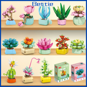 BETTIE Nano Block Flowers Pot Sukulen Bunga Model DIY Mainan Balok Buket Mainan Pendidikan