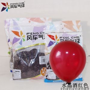 กันลมคริสตัลสีแดง ลมยางหนา ทรงกลม 5 10 12 18 นิ้ว ตกแต่งงานแต่งงาน งานปาร์ตี้ งานวันเกิด ลมยางยางธรรมชาติ