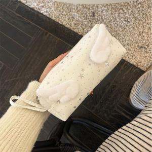 OUHOE | Korean Style Y2k Wings Star Dots Pencil Case Large Storage Pen Bag Cute Desktop Organizer for School Students Girls
