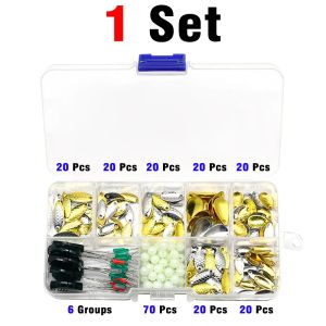 216Pcs Fishing Lure Spinner Blades DIY Bait Making Kit Stopper Beads& Space Beans Fishing Gear Accessories Set