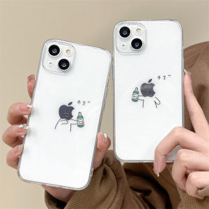 Creative Cute Silicone Phone Case for  14Promax 13 12 11Promax New 17 16 Full Cover 8Plus Anti-Fall Fun Drinking Matchstick