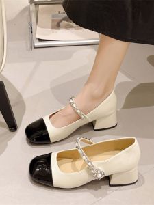 รองเท้าส้นสูง Mary Janes สำหรับผู้หญิง ทรงหัวมน ดีไซน์เก๋ไก๋ สไตล์หวานๆ สำหรับใส่ไปทำงานในช่วงฤดูใบไม้ผลิและฤดูใบไม้ร่วง