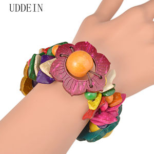 UDDEIN Flower Wood Bracelet For Women Bohemian Multi Layer Bib Beads Jewelry Charm Bulk One Direction Strand Bracelets & Bangles