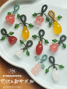 Handmade Chinese Style Button Embroidery Lotus Flower Lotus Pod Pendant Vintage Flavor Cheongsam Decoration Natural Crystal Accessory