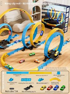 BABYSHOME | Bộ Đồ Chơi Xe Tàu Đường Sắt Cho Trẻ Em 3 đến 6 Tuổi với Xe Kim Loại Có Cơ Chế Lò Xo