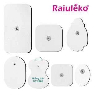 10/20 Chiếc Miếng Dán Điện Cực Silicon Gel 4x4cm Tự Dính Cho Máy TENS EMS Vải Không Dệt Có Thể Sử Dụng Lại Miếng Dán Massage